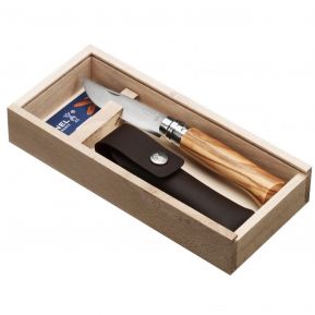 Coffret couteau Opinel n°8 olivier gravé