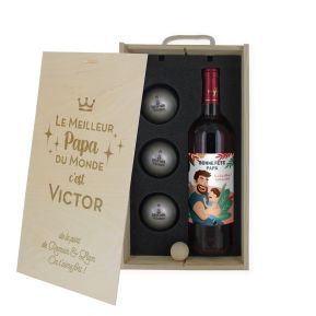 Coffret vin et pétanque Fête des Pères personnalisé