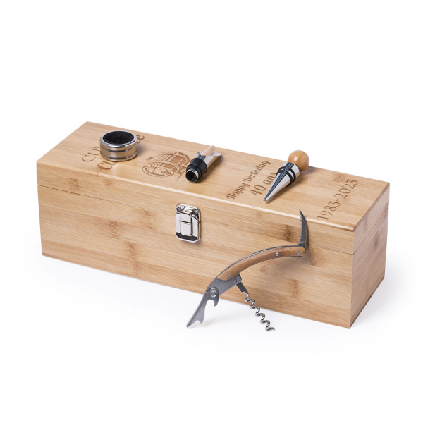 Coffret sommelier bambou gravé classique