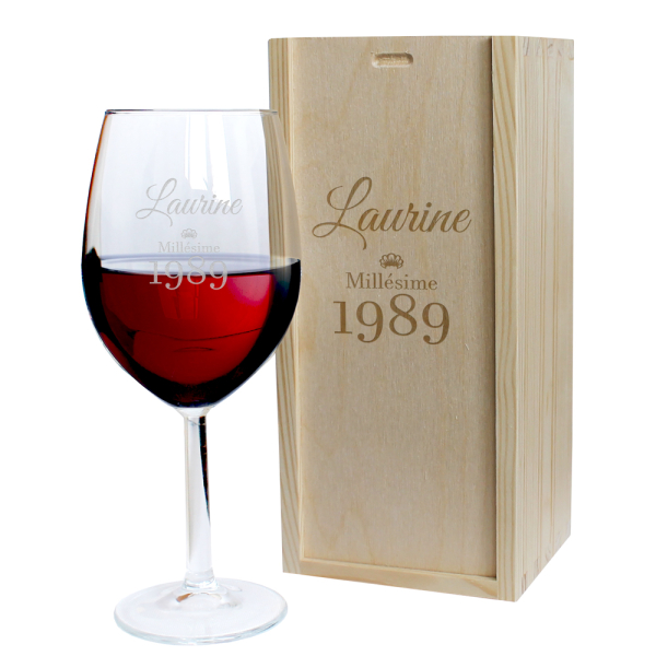 Coffret verre à vin gravé annivrsaire
