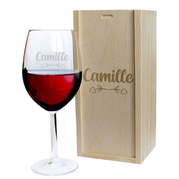 Coffret verre à vin gravé Amour