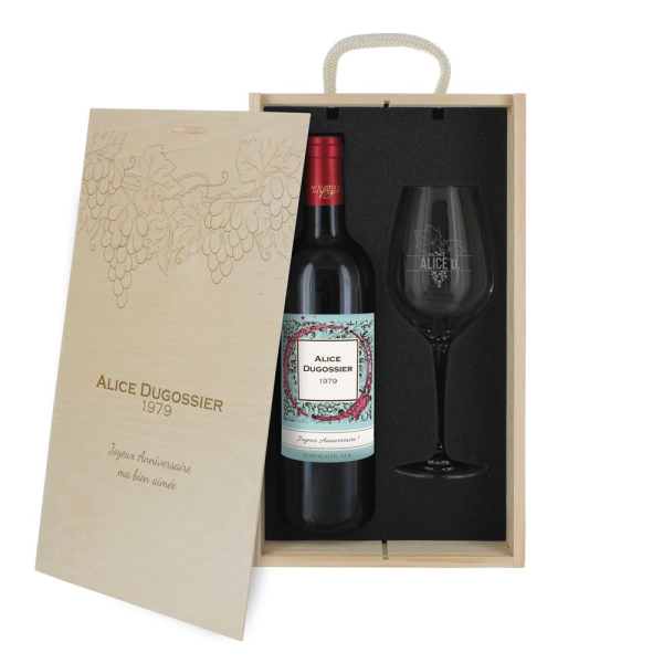 Coffret à vin 2 pièces personnalisé vignoble