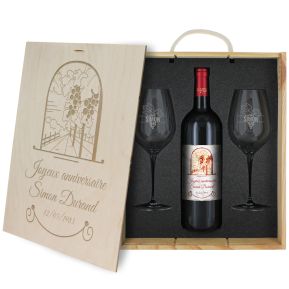 Coffret à vin 3 pièces personnalisé Tradition et Vignes