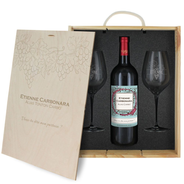 Coffret à vin 3 pièces personnalisé Vignoble