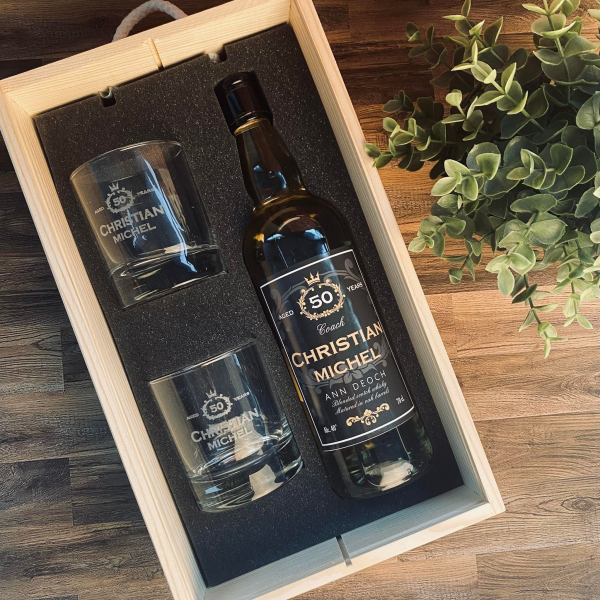 Coffret à whisky anniversaire personnalisé