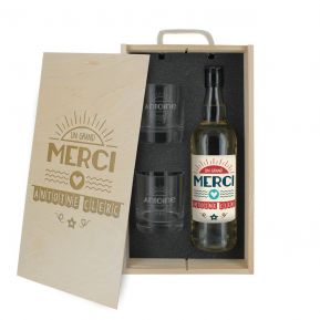 Coffret à whisky 3 pièces personnalisé Merci