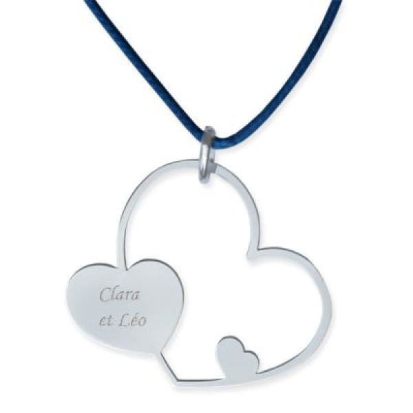 Pendentif coeurs en argent et strass
