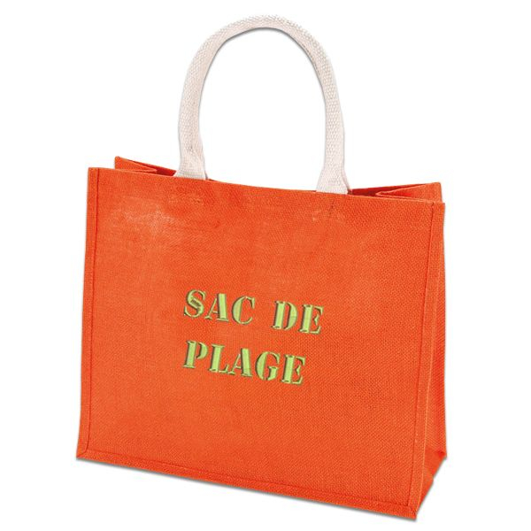 Un sac shopping orange brodé