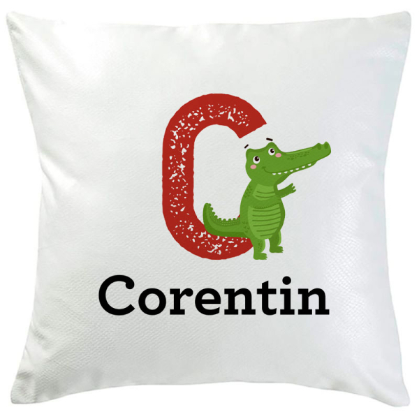 coussin lettre animal personnalisé prénom