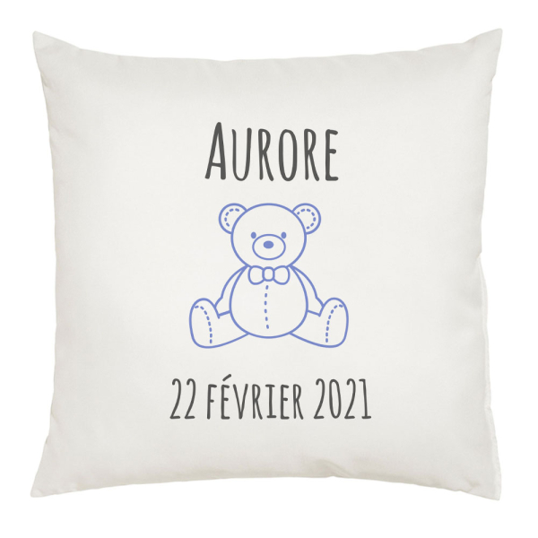 Coussin de naissance garçon personnalisé