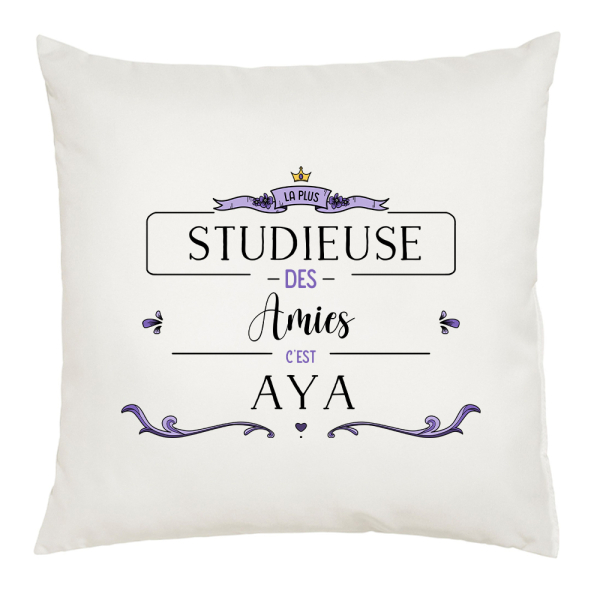 Coussin blanc 40x40cm personnalisé motif Merveille + votre texte