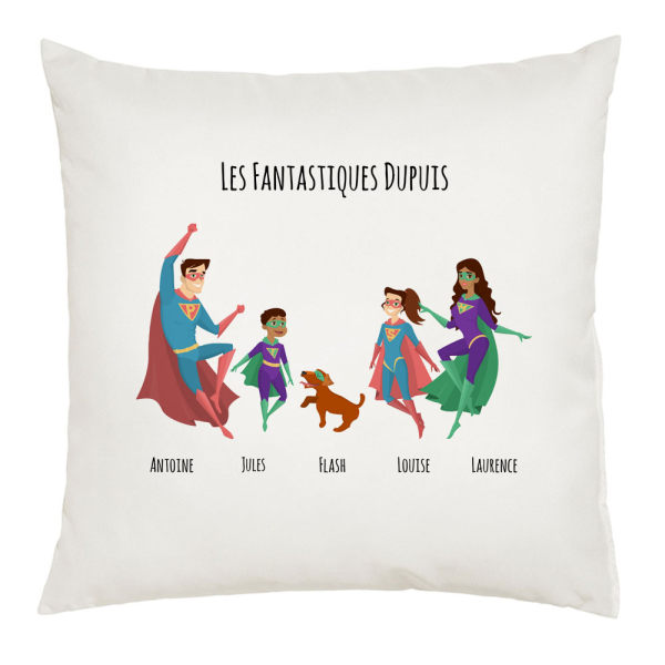 Coussin personnalisé Famille Super-héros