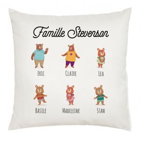 Coussin famille ours personnalisé