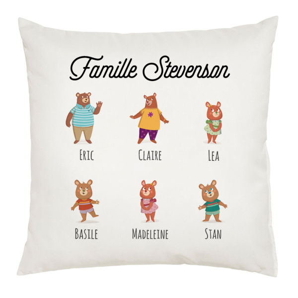 Coussin famille ours 6 personnes