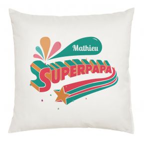 Coussin Super Papa personnalisé prénom