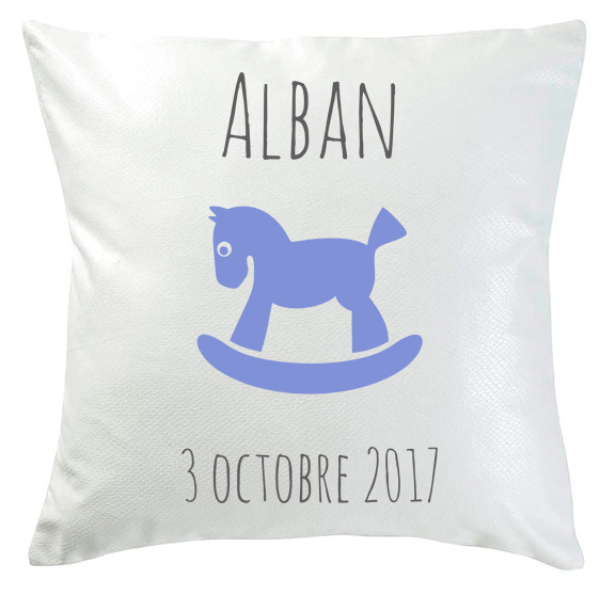 Coussin de naissance taupe personnalisé