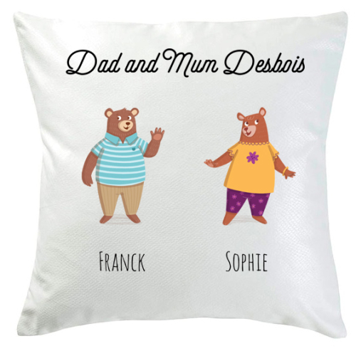 Coussin famille ours 2 personnes