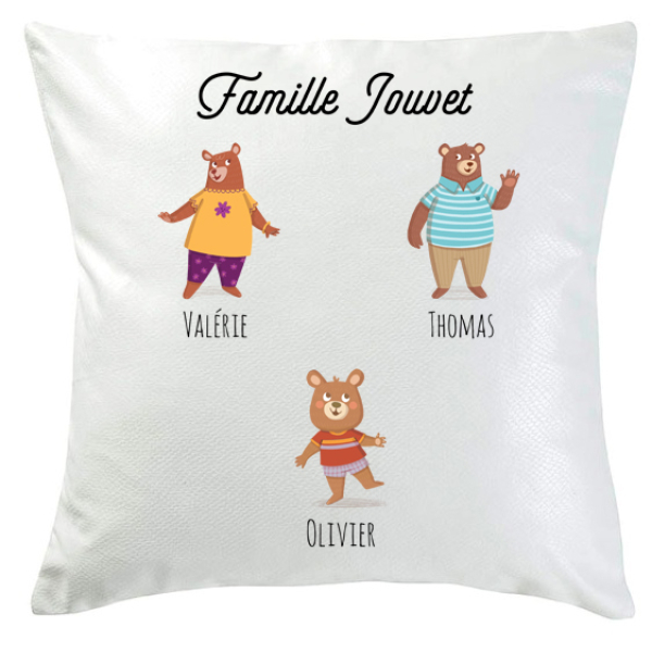 Coussin famille ours 3 personnes