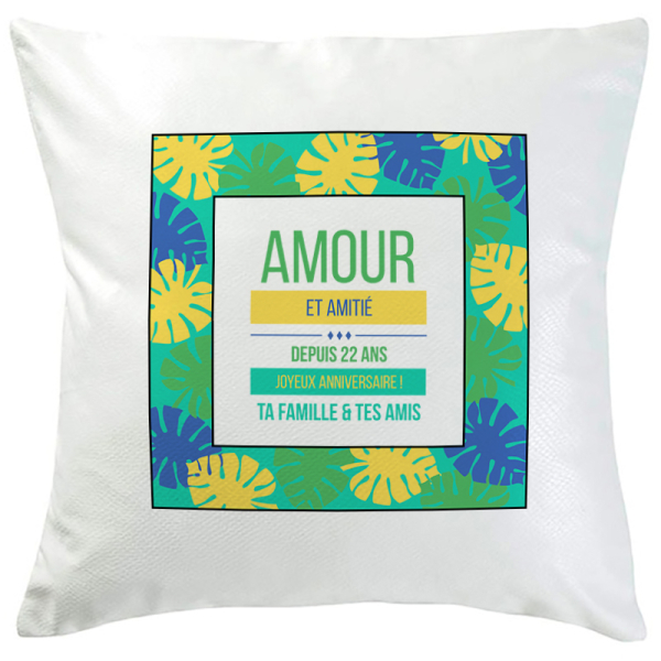 Coussin palmeraie turquoise personnalisé