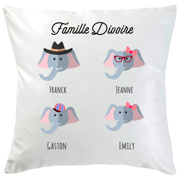 Coussin personnalisé 4 animaux