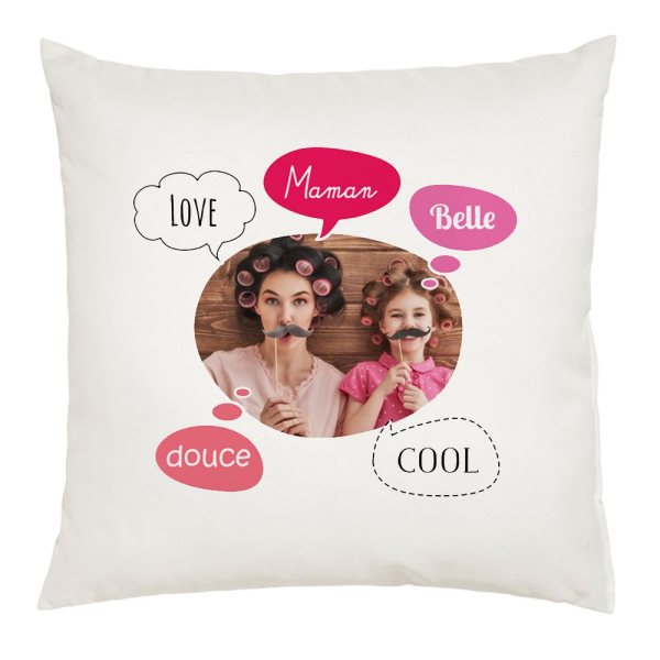 Coussin photo bulles pour Maman