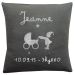 Coussin de naissance personnalisé ardoise