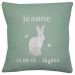 Coussin de naissance personnalisé vert tendre