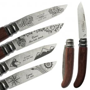 Couteau de poche bubinga personnalisé avec motifs