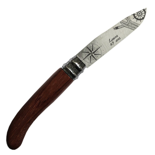 Couteau de poche bubinga personnalisé avec motifs