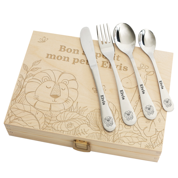 Coffret couverts enfants Lion