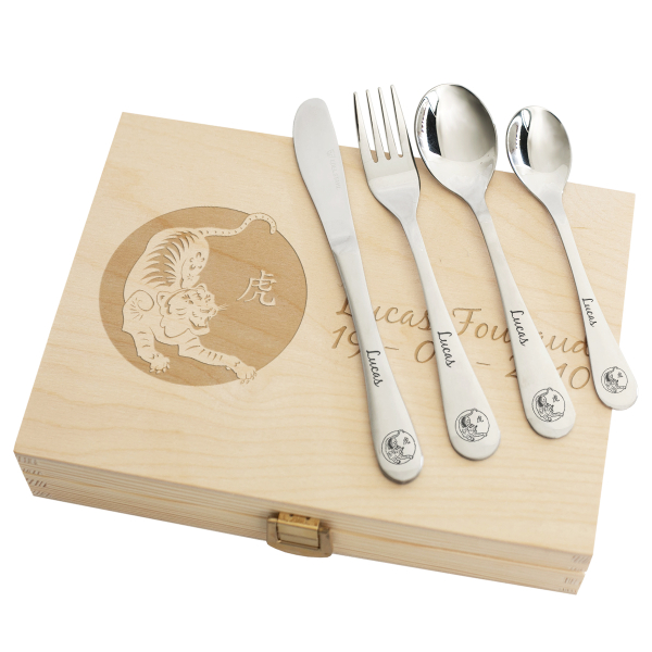 Coffret couverts enfant personnalisé signe chinois