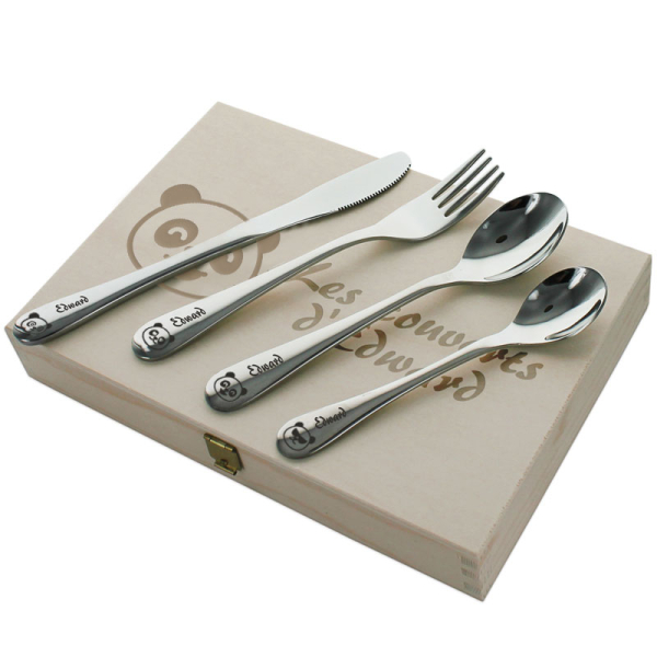 Coffret couverts enfant personnalisé panda