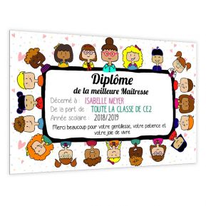 Diplôme de la meilleure maîtresse personnalisé