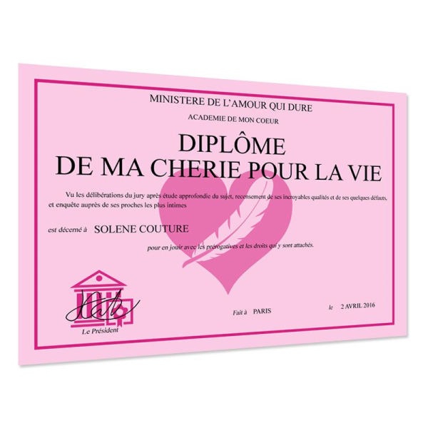 Diplôme personnalisé love