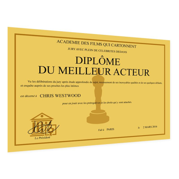 Diplôme personnalisé oscar