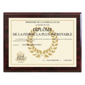 Diplôme personnalisé sur support en bois Diplôme personnalisé sur support en bois