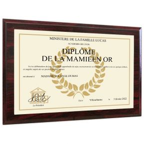 Diplôme personnalisé sur support en bois