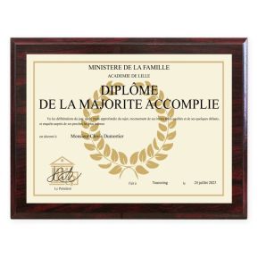 Diplôme personnalisé sur support en bois