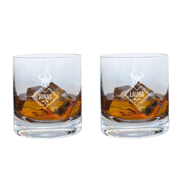 Duo de verres à whisky gravés prénoms