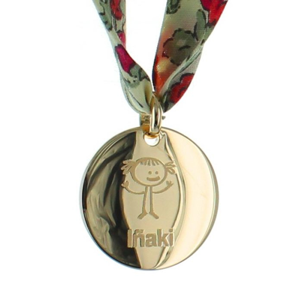 Médaille avec motif chérubin plaquée or