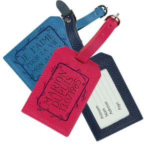 Porte-étiquette de bagage cadre fleuri personnalisé