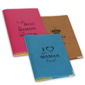 Etui passeport cuir fête des mères personnalisé