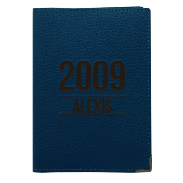 Etui passeport cuir marine personnalisé anniversaire