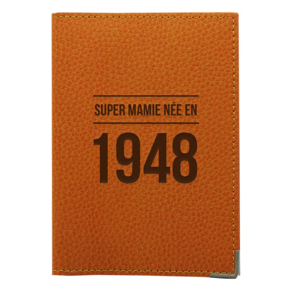 Etui passeport cuir personnalisé anniversaire orange