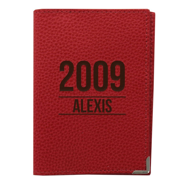 Etui passeport cuir rouge personnalisé anniversaire
