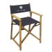 Fauteuil de directeur bleu marine brodé avec texte et motif