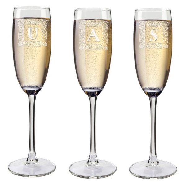 Flûtes à champagne initiales personnalisées avec un prénom