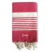 Fouta traditionnelle rayée Fuchsia brodée prénom