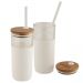 Gobelet en verre avec couvercle en bambou