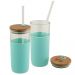 Gobelet en verre avec couvercle en bambou